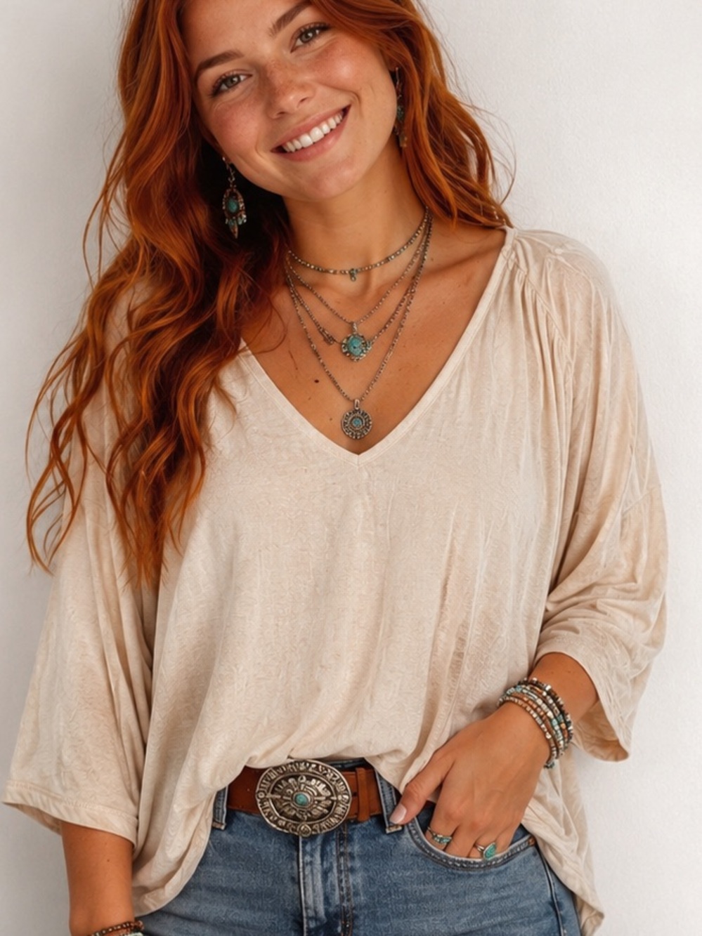 Belle du Jour Boho Tunic Top 1X | Oversized Bohemian Blouse